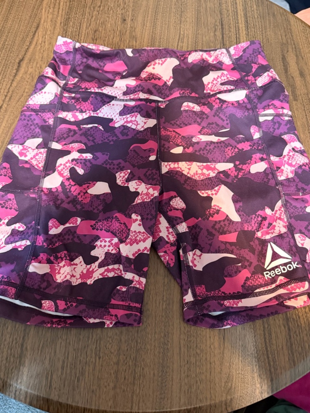 Reebok Women's Pink & Purple Camo Athletic Shorts